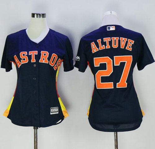 Astros #27 Jose Altuve Navy Blue Alternate Women's Stitched MLB Jersey